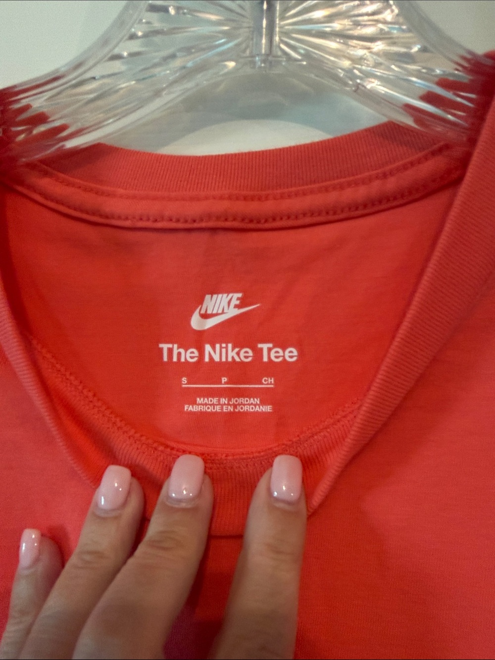 Nike Coral Crewneck T-Shirt with White Swoosh - Picture 2 of 4